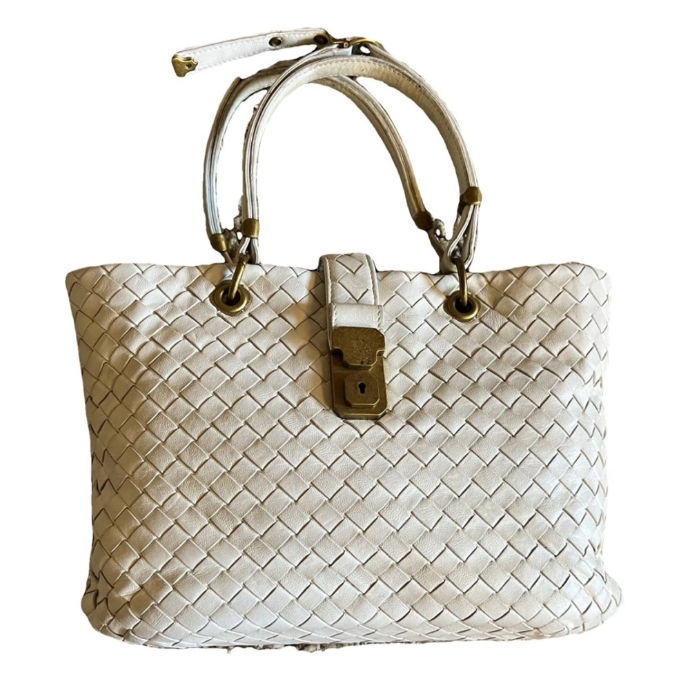 BOTTEGA VENETA Nappa Intrecciato Small Capri Tote in White